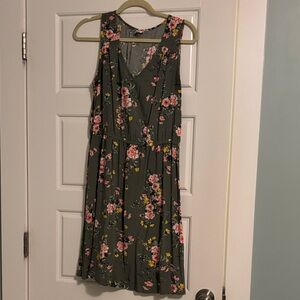 Floral Sleeveless Dress - Green